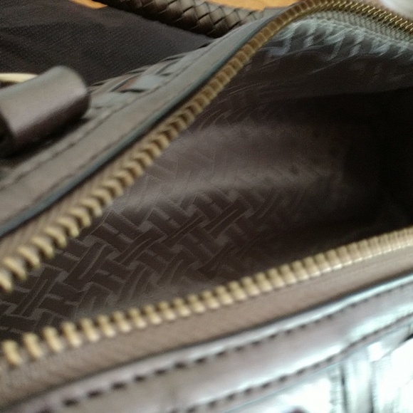 #2 HOST PICK Cole Haan DESIGNER Rollbag Bronze Woven LEATHER NWT - Picture 7 of 8